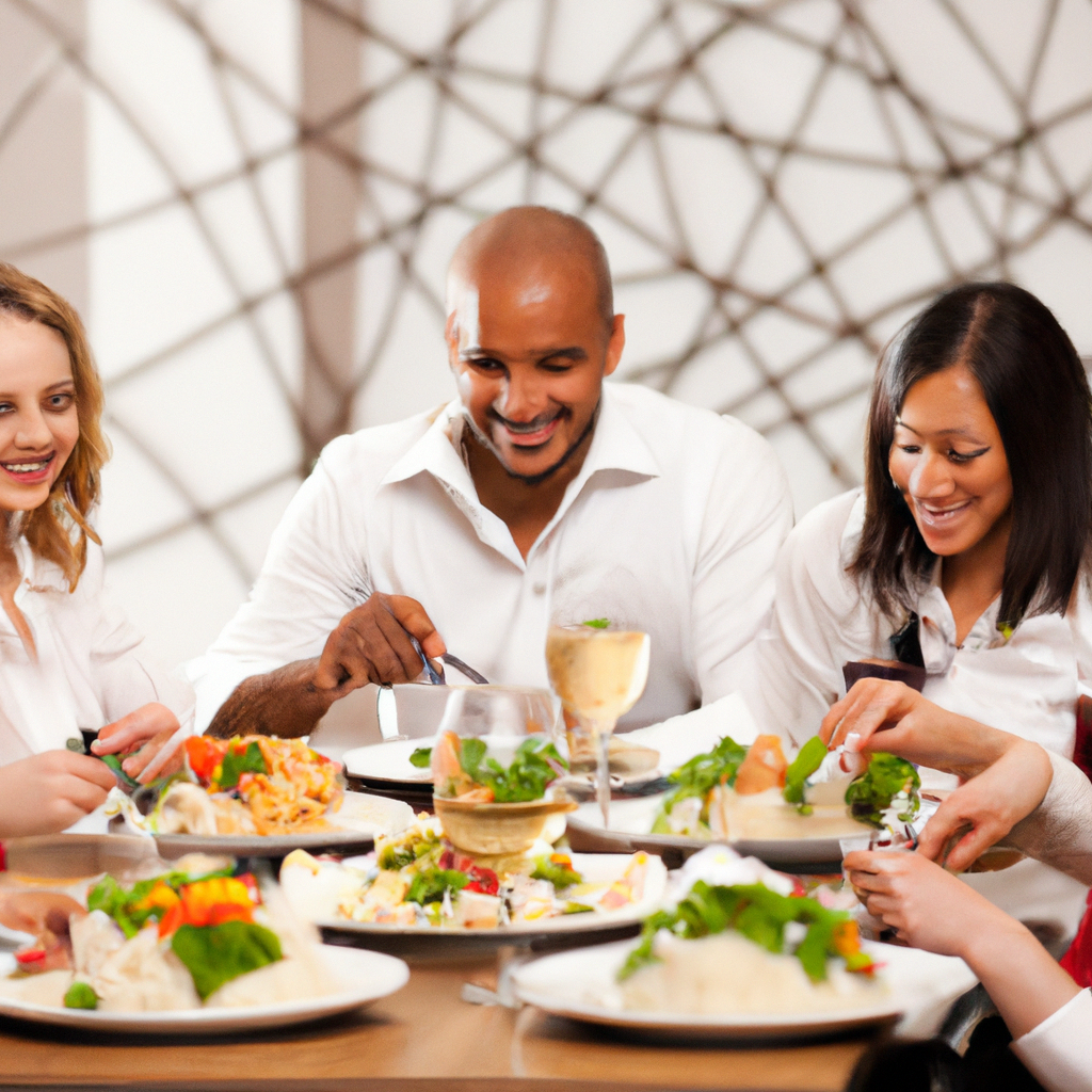 People having fun at dinner, None